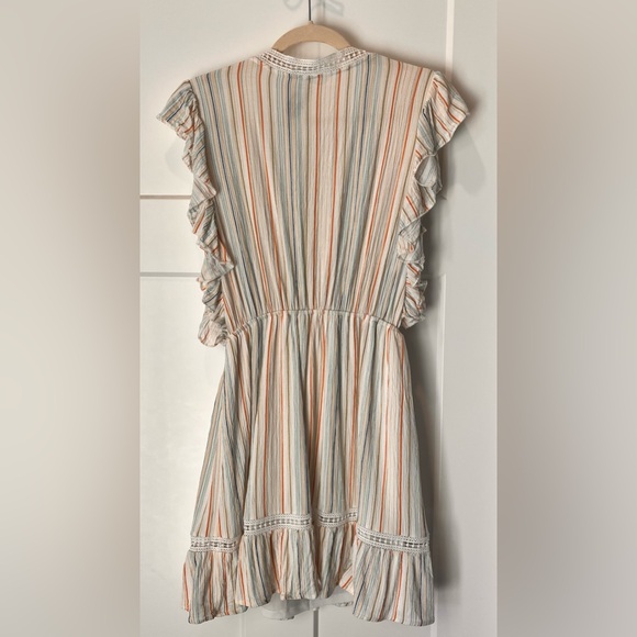 American Rag Cie White Multicolor Striped Boho Ruffle Dress Size L - Picture 2 of 9